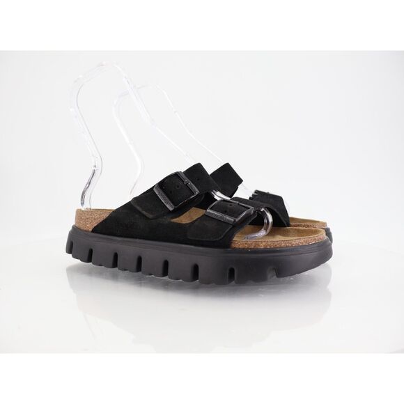 Birkenstock Papillio Arizona Double Buckle Chunky Platform Sandal Black Suede 40 - Picture 1 of 10